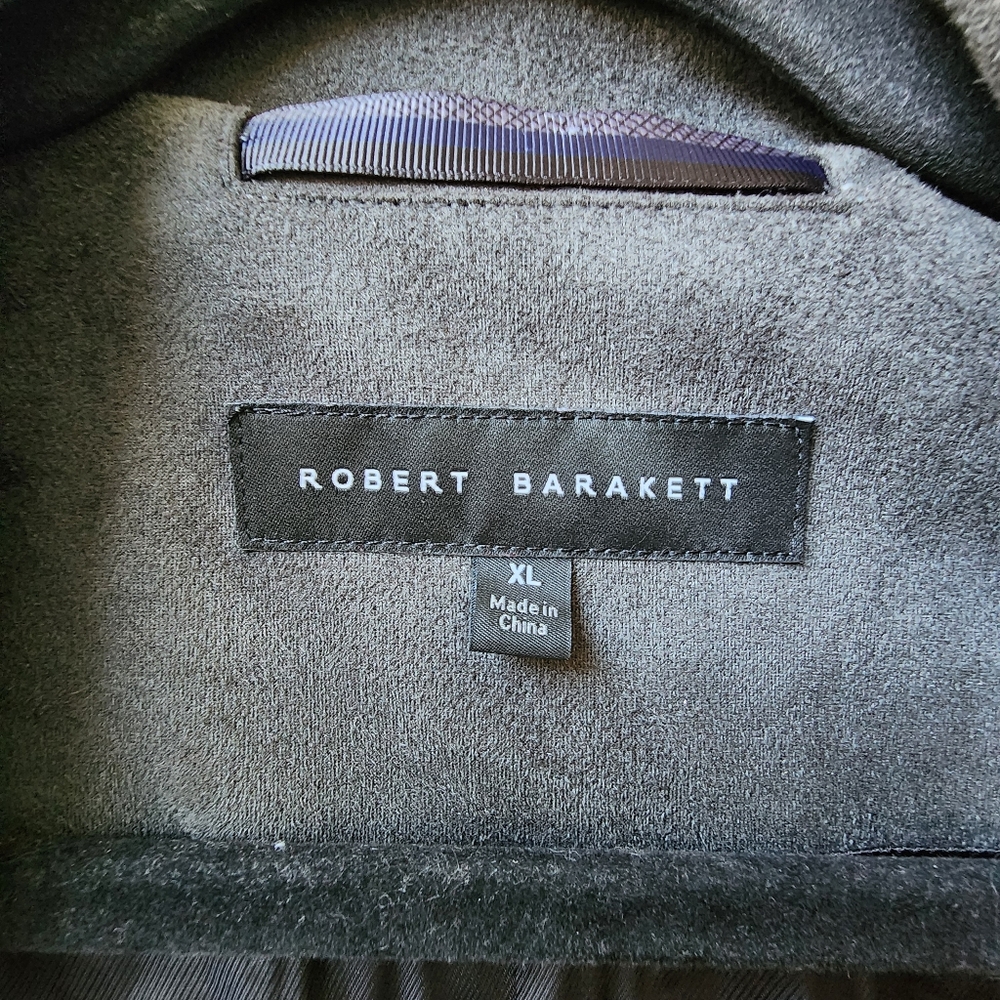 Robert Barakett Men's Charcoal Faux Suede Pilot Jacket XL NWOT Bomber - Picture 9 of 15